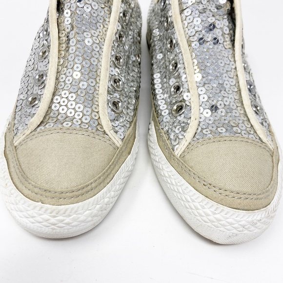 CONVERSE | Silver Sequin Laceless Sneakers - Picture 7 of 13